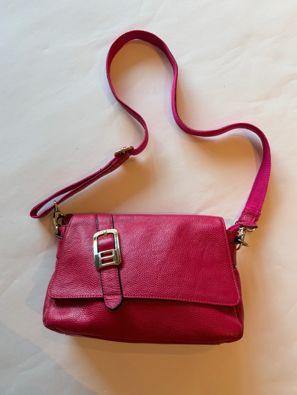 Santi Pink Pebbled Crossbody Shoulder Bag Silver Buckle Y2K